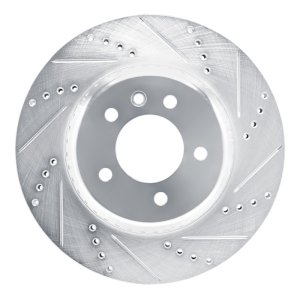 Land Rover Defender 90 Brake Rotor (1) - Rear Right - R1 Concepts - Drilled & Slotted - Silver - `20-`25